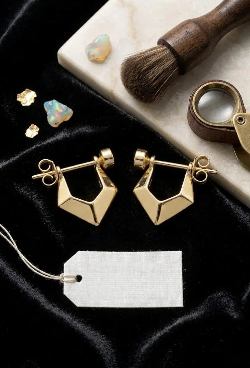 2Pcs (1Pair/Jodi) Gold Plated Earrings for Women & Men (Triangle )
