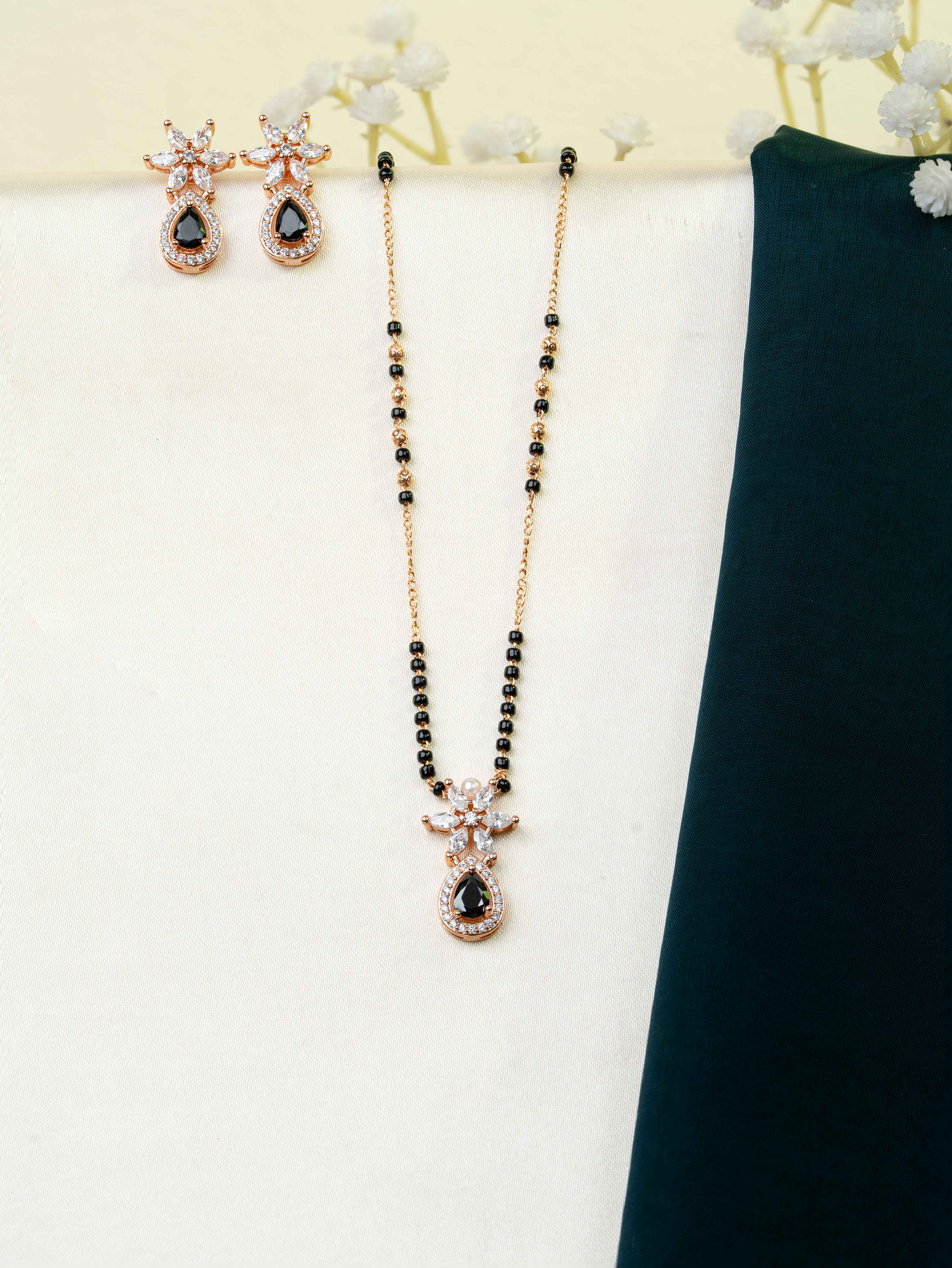 Ahana Black  Mangalsutra with Earrings