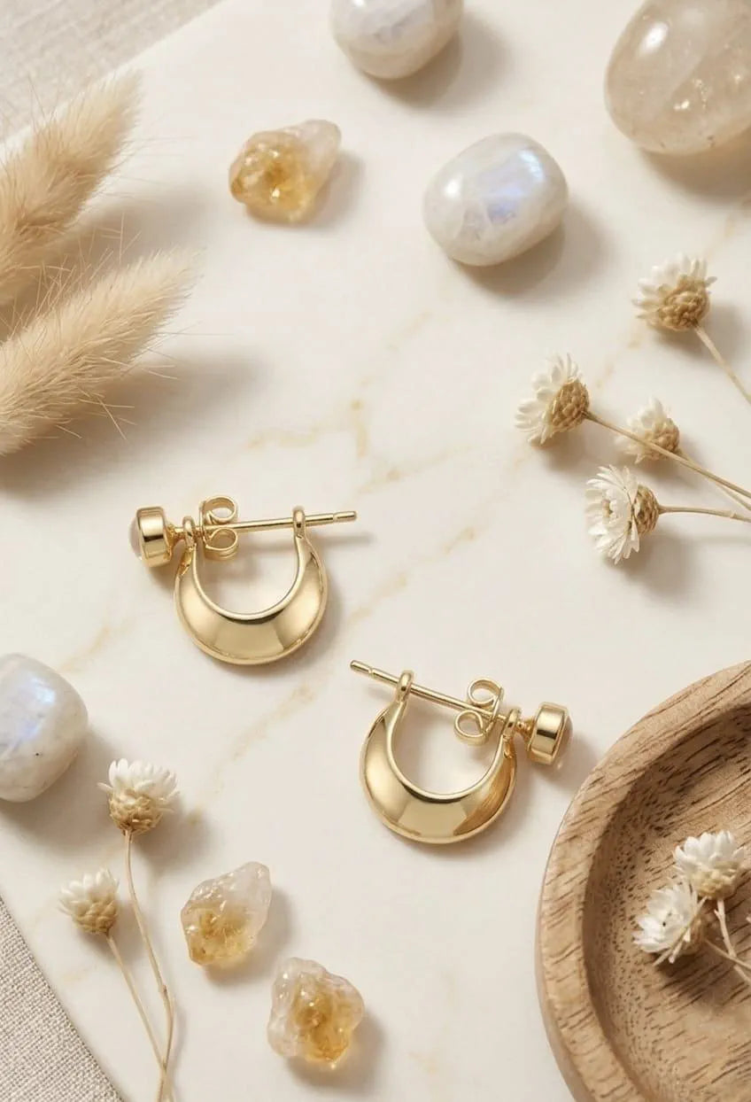2Pcs (1 Pair / Jodi) 22K Gold Plated Earrings for Women & Men | Unisex Elegant Lightweight Party Wear Jewelry
