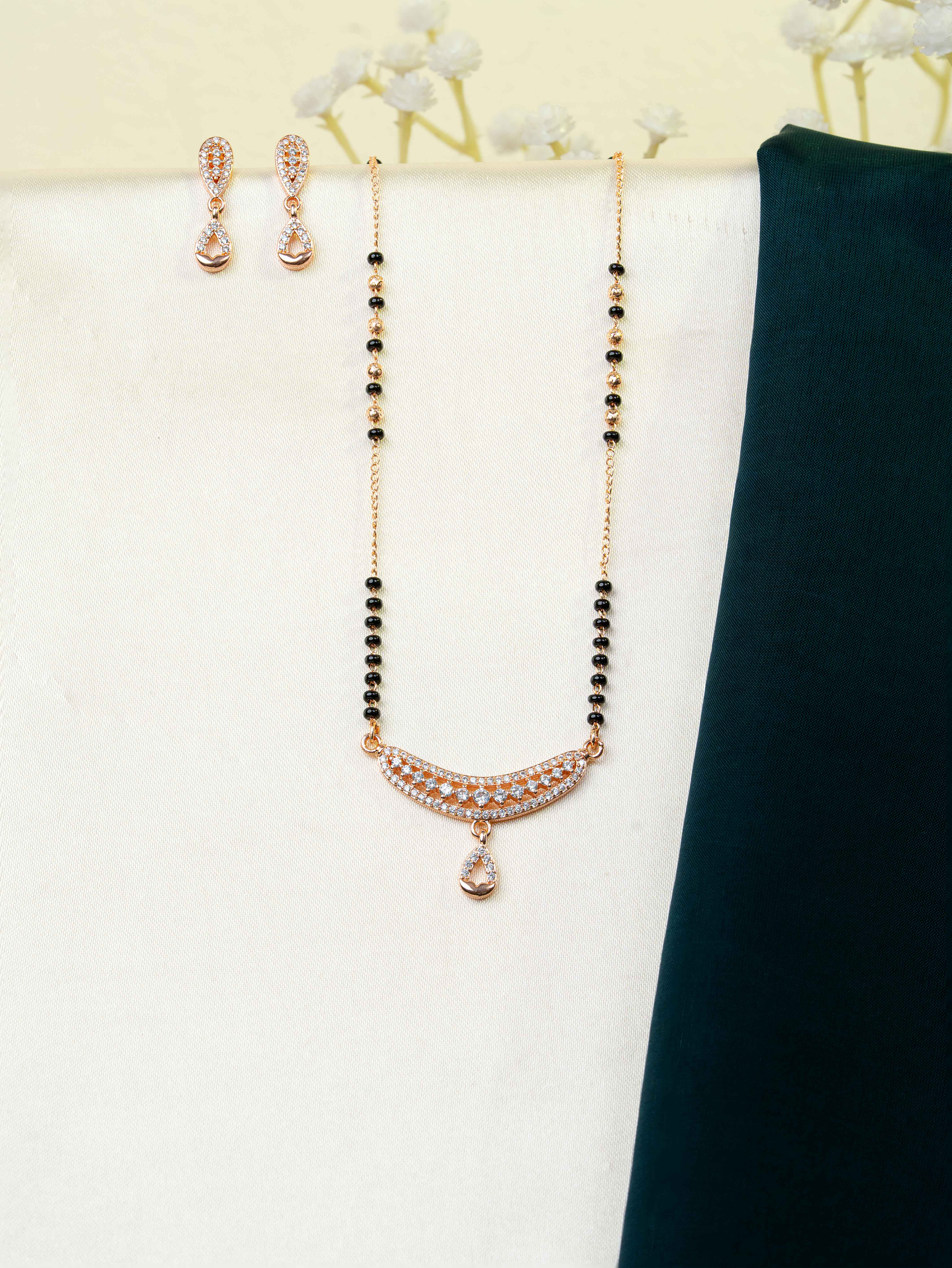 Kimaya Rose Gold Mangalsutra With Earrings
