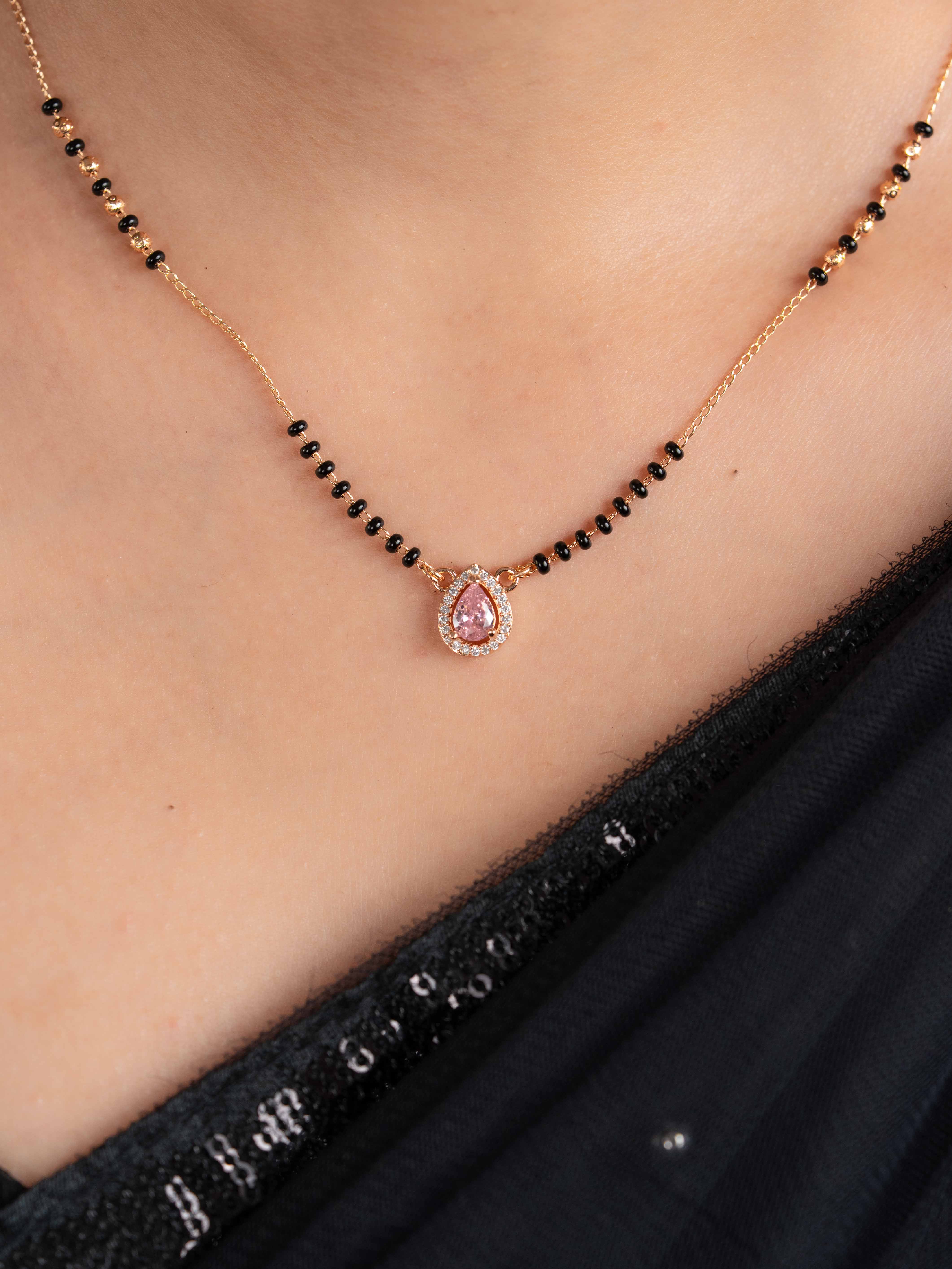 Nayra Pink Mangalsutra with Earrings