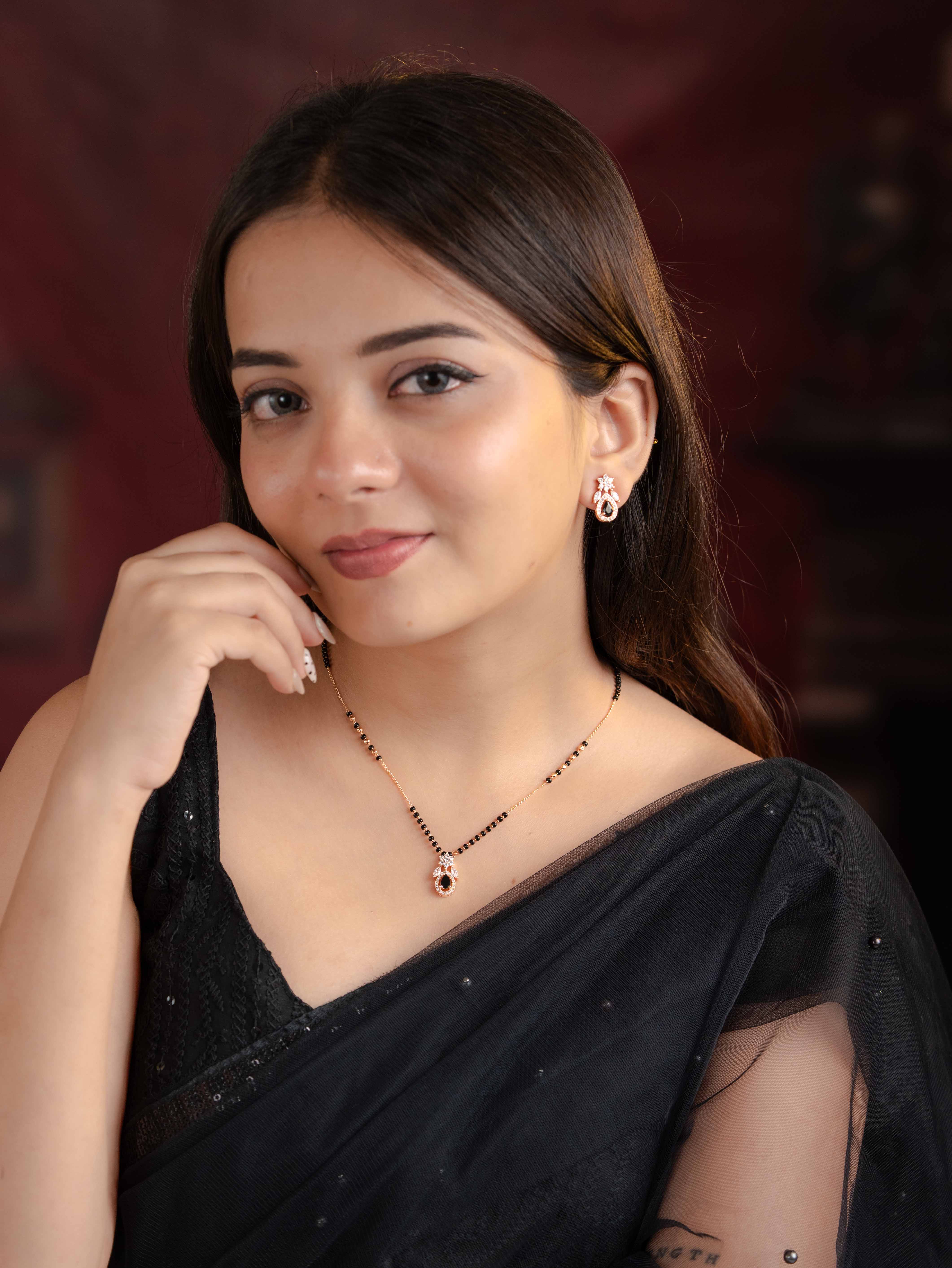 Aanya Black Mangalsutra with Earrings