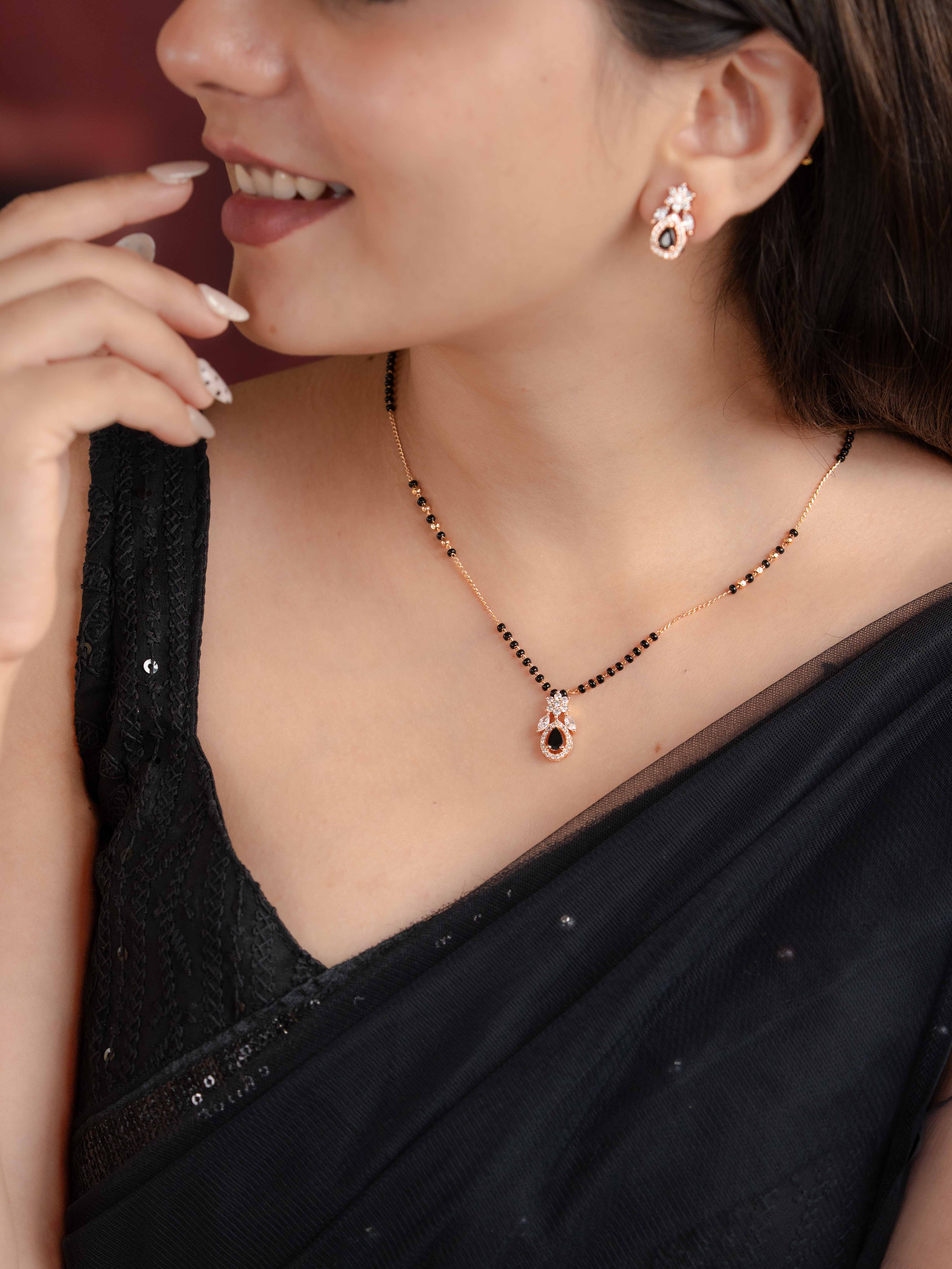 Aanya Black Mangalsutra with Earrings