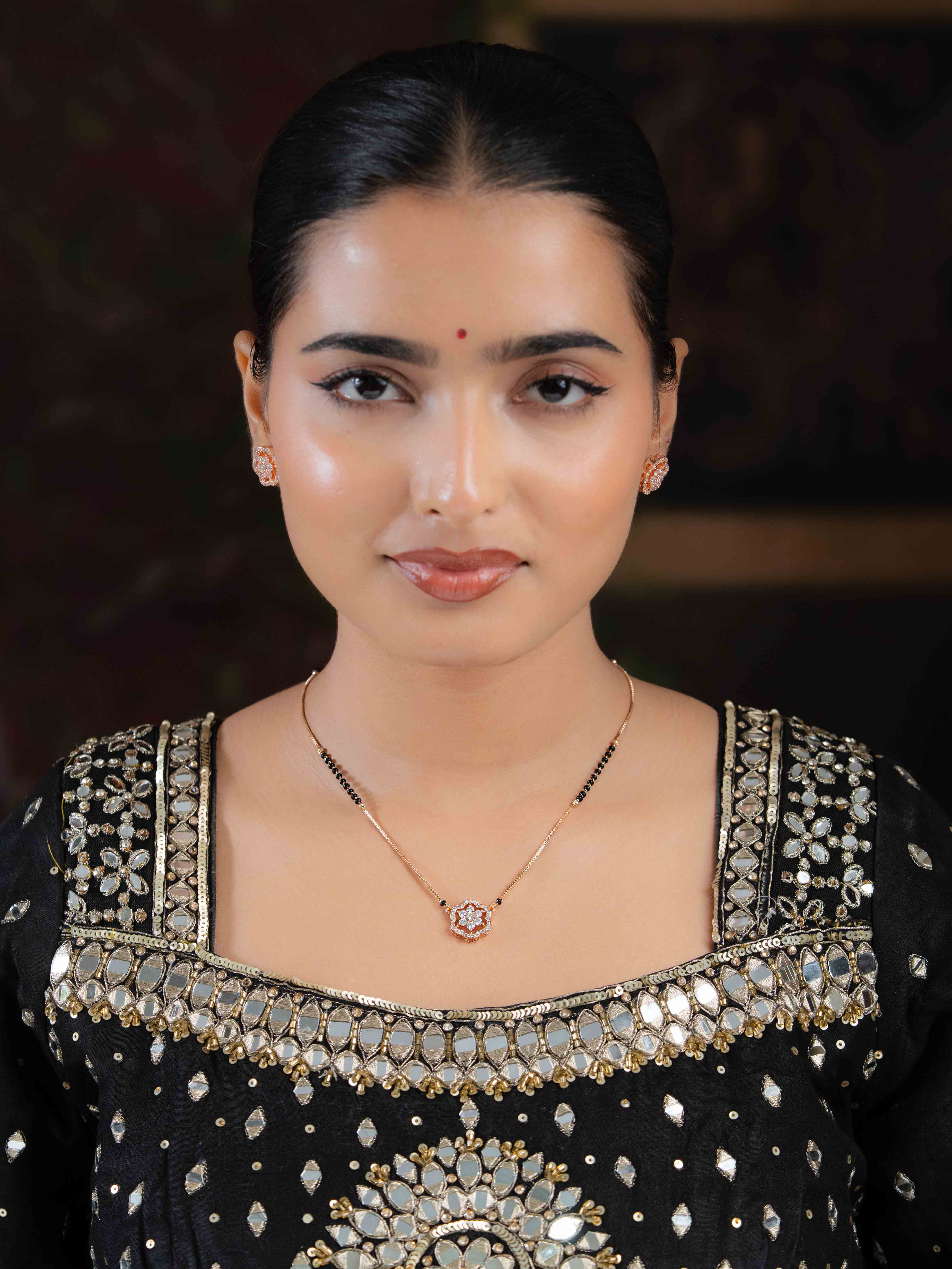Solitaire Mangalsutra With Earrings