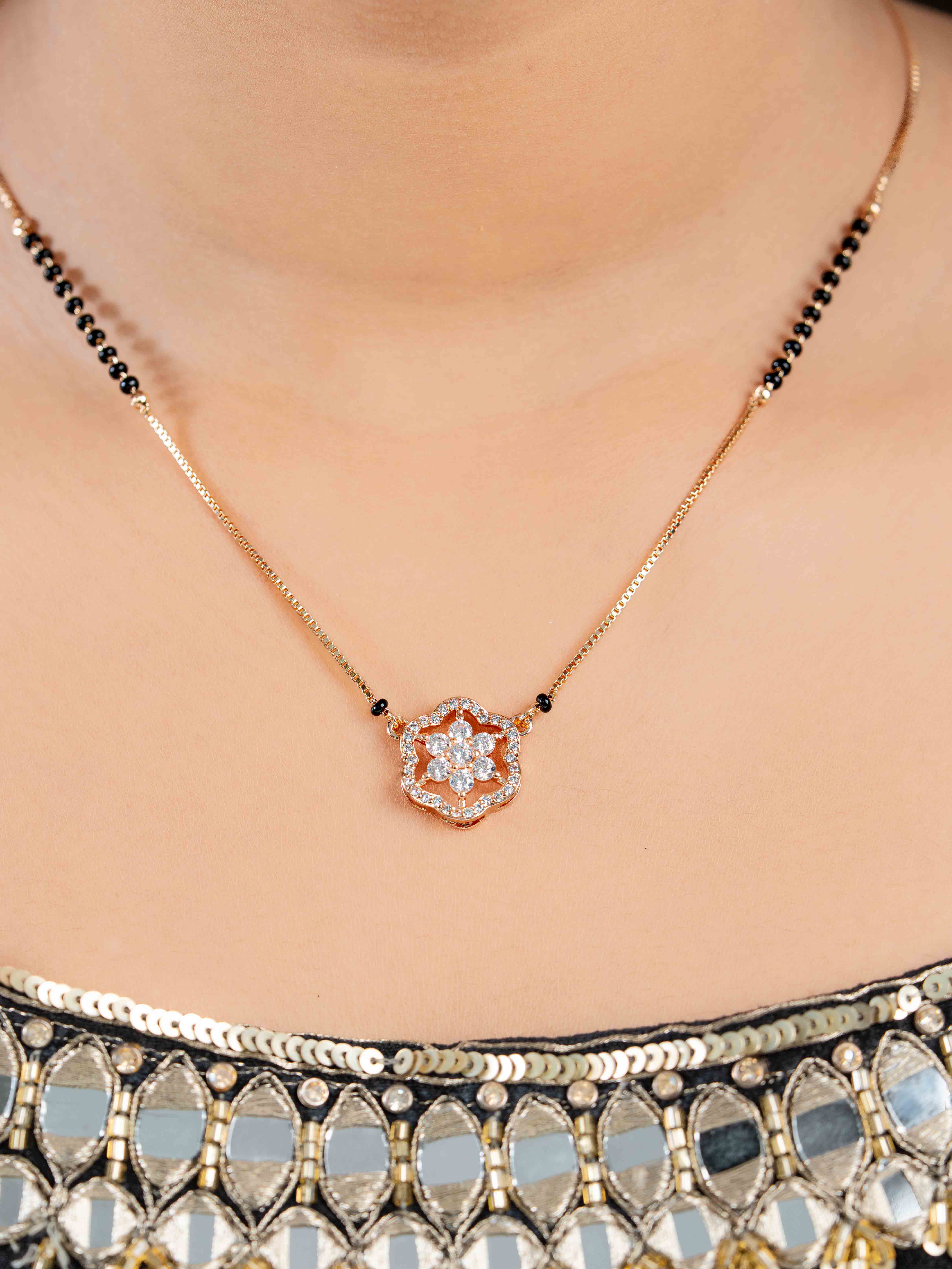 Solitaire Mangalsutra With Earrings