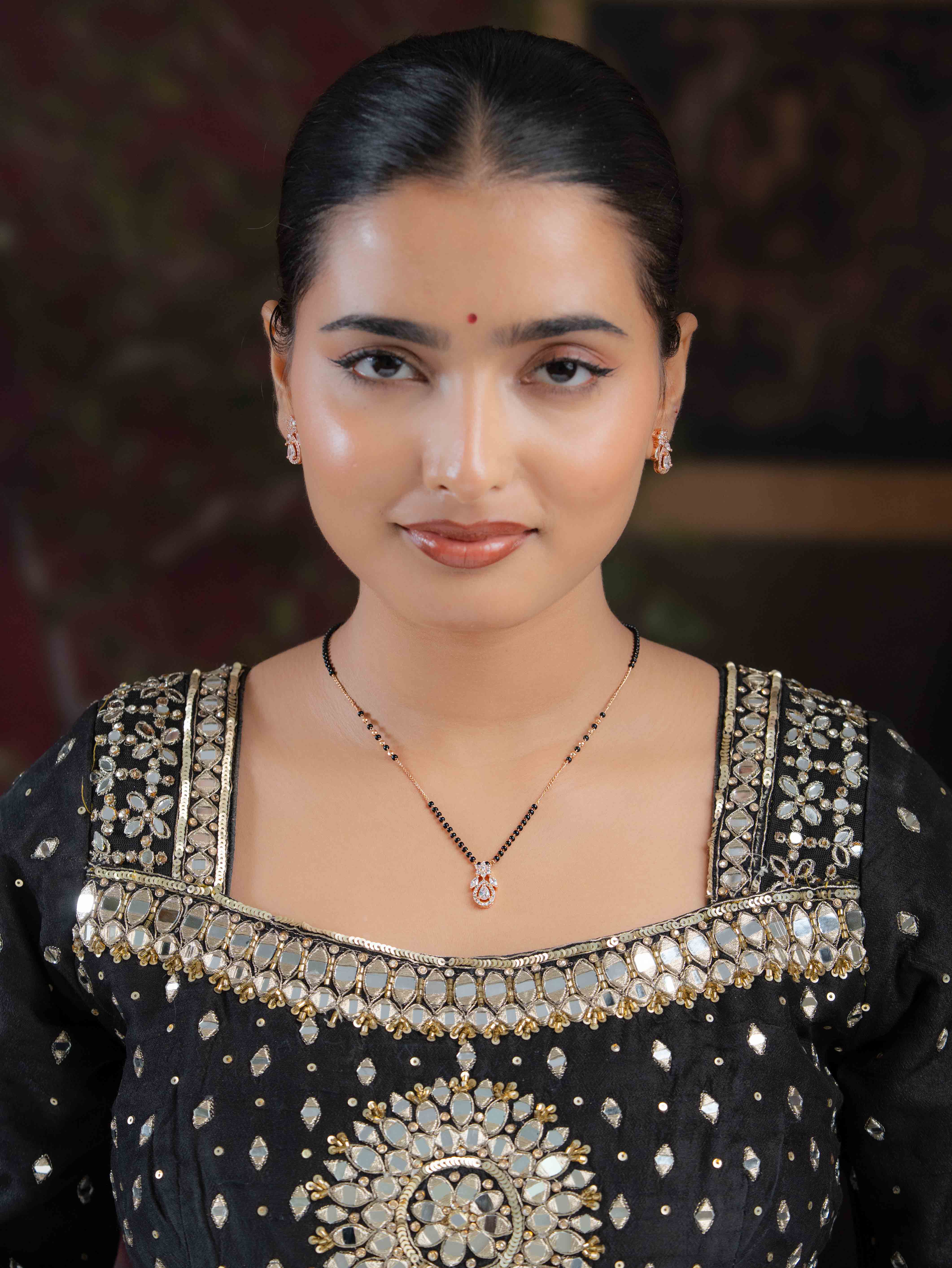 Aanya White Mangalsutra with Earrings