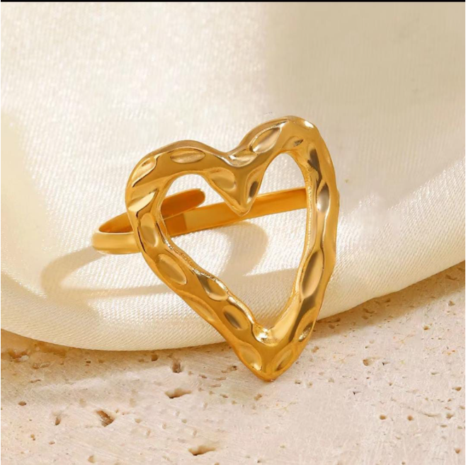 Textured Open Heart Ring